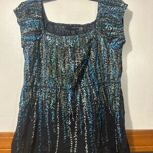 Calvin Klein Jeans Black and Blue Floral Top